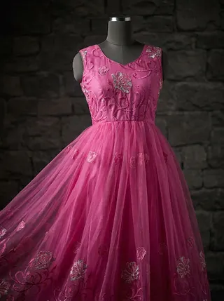 The Vibrant Rose Tulle Gown
